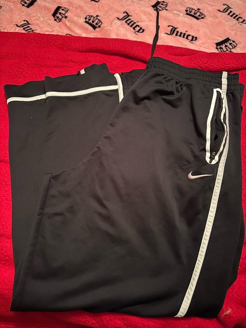 Nike Black Track Joggers with White Piping